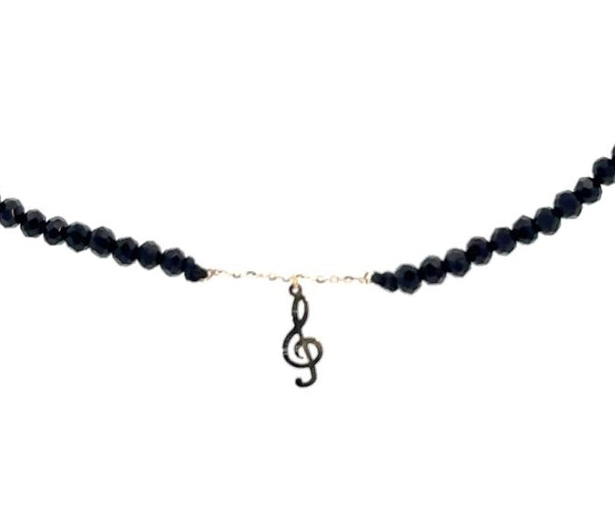 18K Gold Black Onyx Necklace