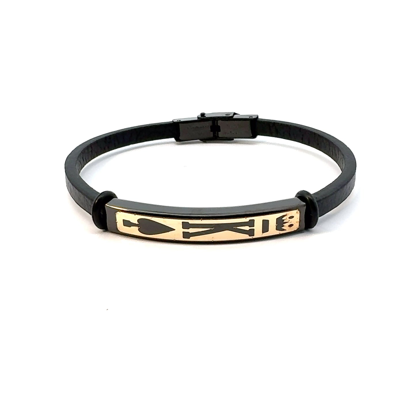Gents 18K Gold & Leather Bracelet