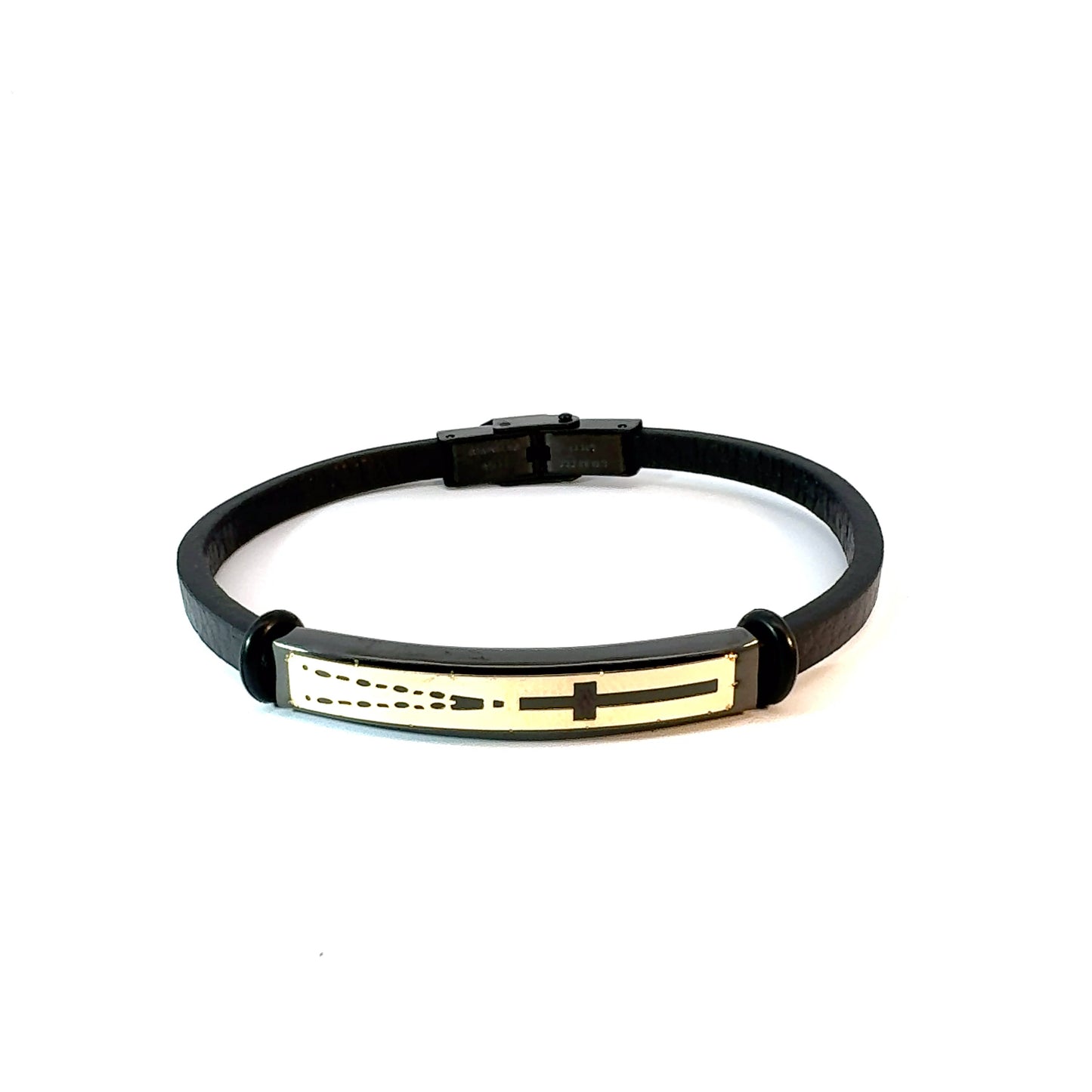Gents 18K Gold & Leather Bracelet