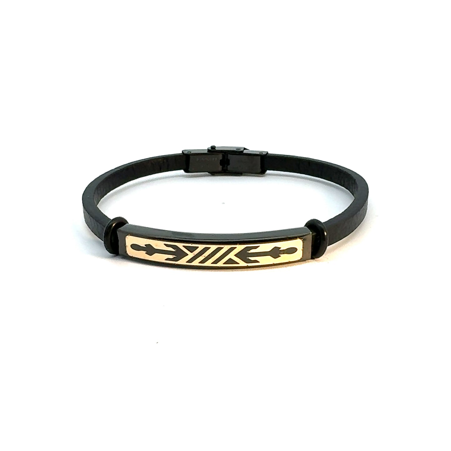 Gents 18K Gold & Leather Bracelet