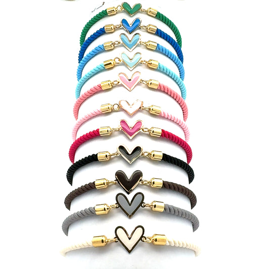 18K Gold Rope Heart Bracelet
