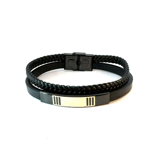 Gents 18K Gold & Leather Bracelet
