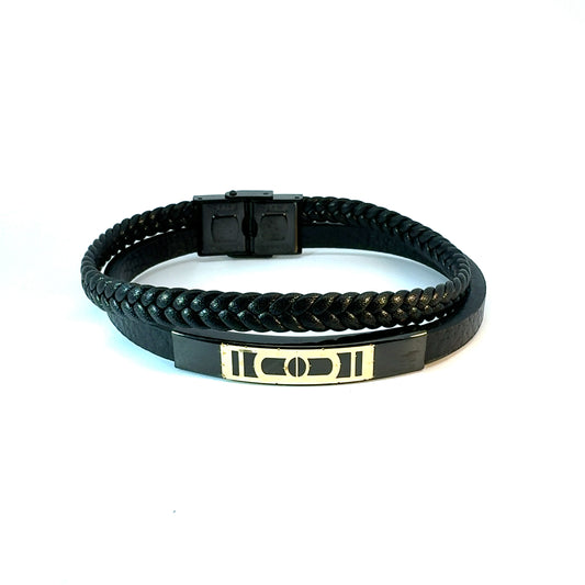 Gents 18K Gold & Leather Bracelet