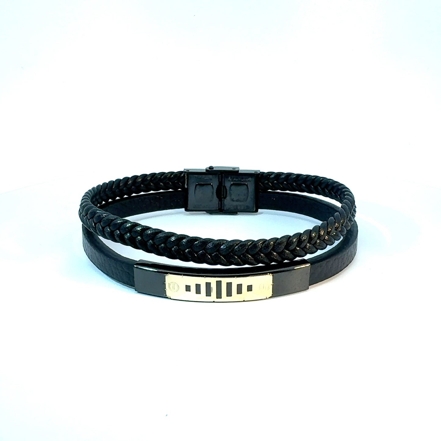 Gents 18K Gold & Leather Bracelet